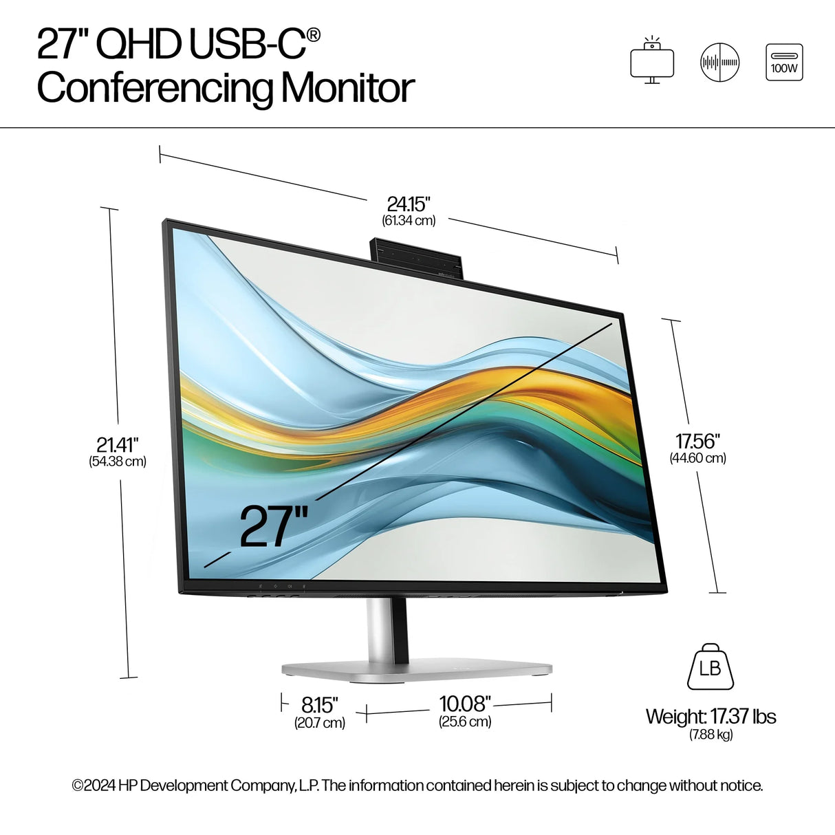HP 27" Monitor – 27" / QHD / IPS / 60Hz – Business Monitor