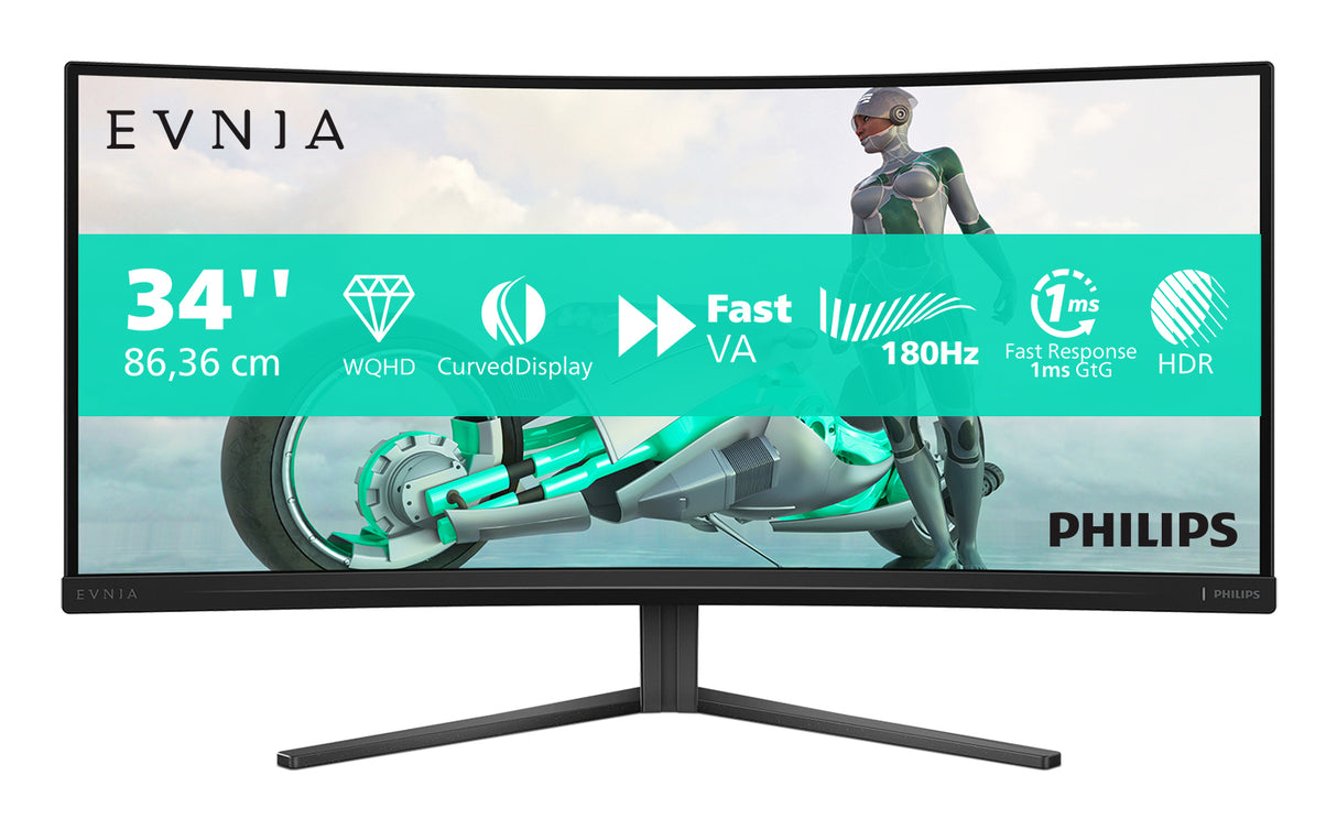 PHILIPS 34M2C3500L/75 Monitor – 34" / WQHD / VA / 180Hz – Gaming Monitor