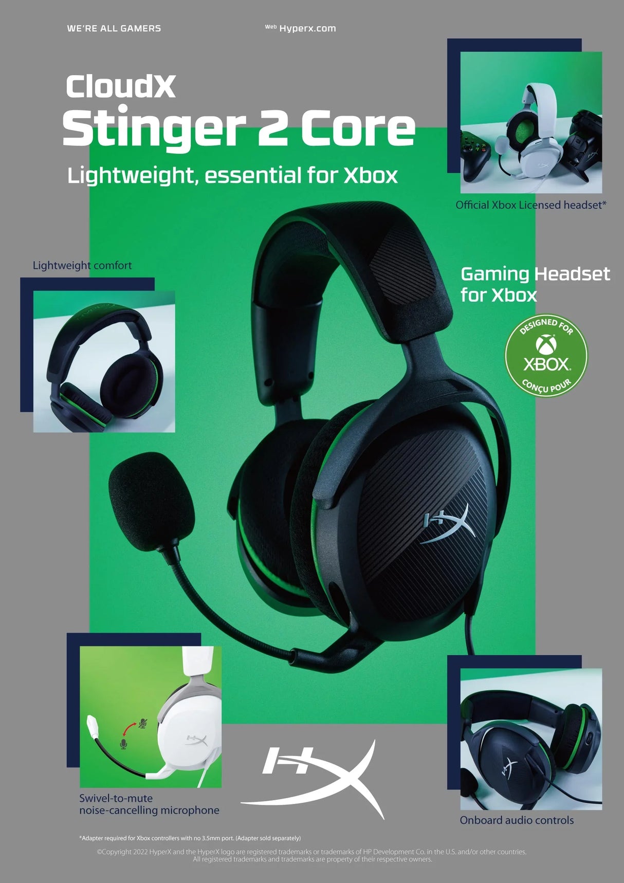 HP HYPERX CLOUDX STINGER 2 CORE – Wired (3.5mm) / Gaming – Over-Ear Headset