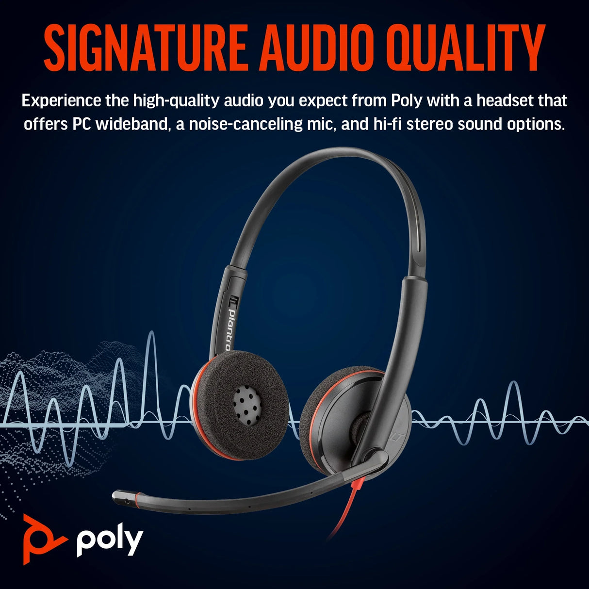 POLY Blackwire 3220 – Wired (3.5mm) / Office – On-Ear Headset