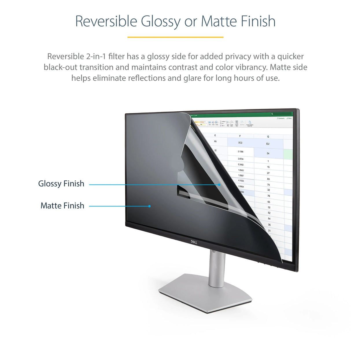 STARTECH PRIVSCNMON34W – 34" / 2-WAY Privacy / Ultrawide Monitor Privacy Filter – Slide-Mount Attachment – Blue Light Reduction