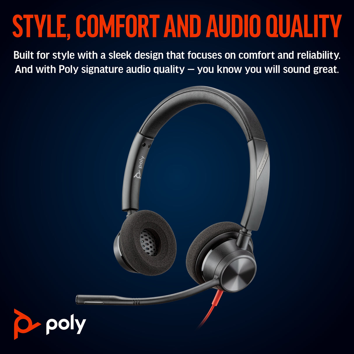 POLY Blackwire 3320 Wired On-ear Stereo MS Teams Certified Headset