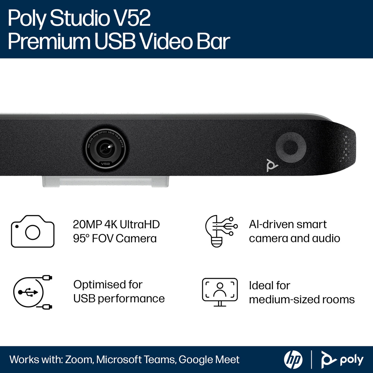 POLY Studio V52 USB Video Conferencing Camera