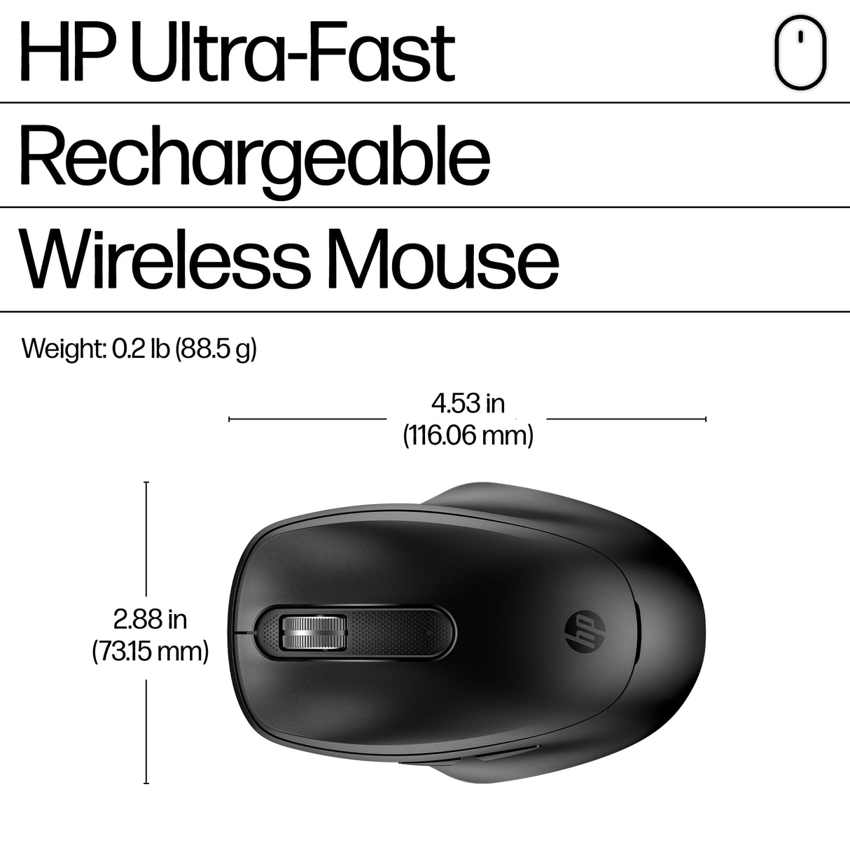 HP 515 – Wireless 2.4GHz / Ultra-Fast Recharge / Office Wireless Mouse