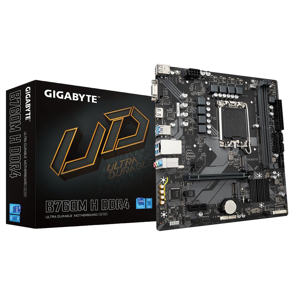 GIGABYTE B760M H DDR4 Intel LGA 1700 m-ATX Motherboard | 4x DDR4 ~128GB | 2x PCI-E x16 | 2x M.2 | 4x SATA | 3x USB 3.2 | 2x USB 2.0 | 1x Type-C (B760M H DDR4)
