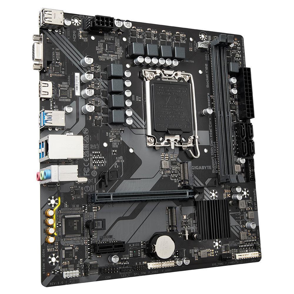 GIGABYTE B760M H DDR4 Intel LGA 1700 m-ATX Motherboard | 4x DDR4 ~128GB | 2x PCI-E x16 | 2x M.2 | 4x SATA | 3x USB 3.2 | 2x USB 2.0 | 1x Type-C (B760M H DDR4)
