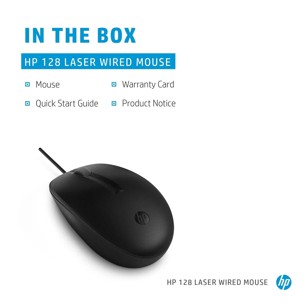 HP 128 – Wired USB / 1200 DPI / Comfortable Design – Office Mouse