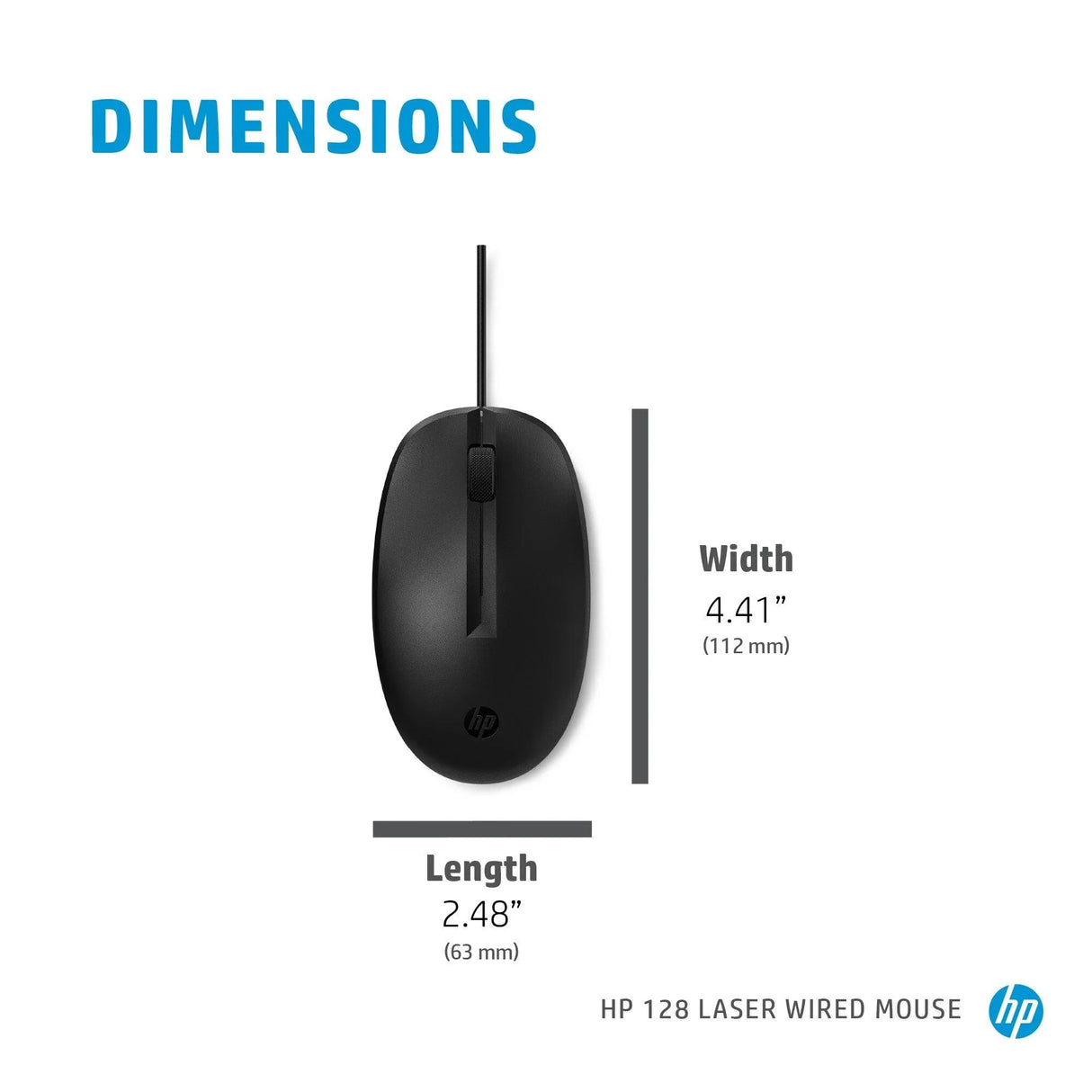 HP 128 – Wired USB / 1200 DPI / Comfortable Design – Office Mouse