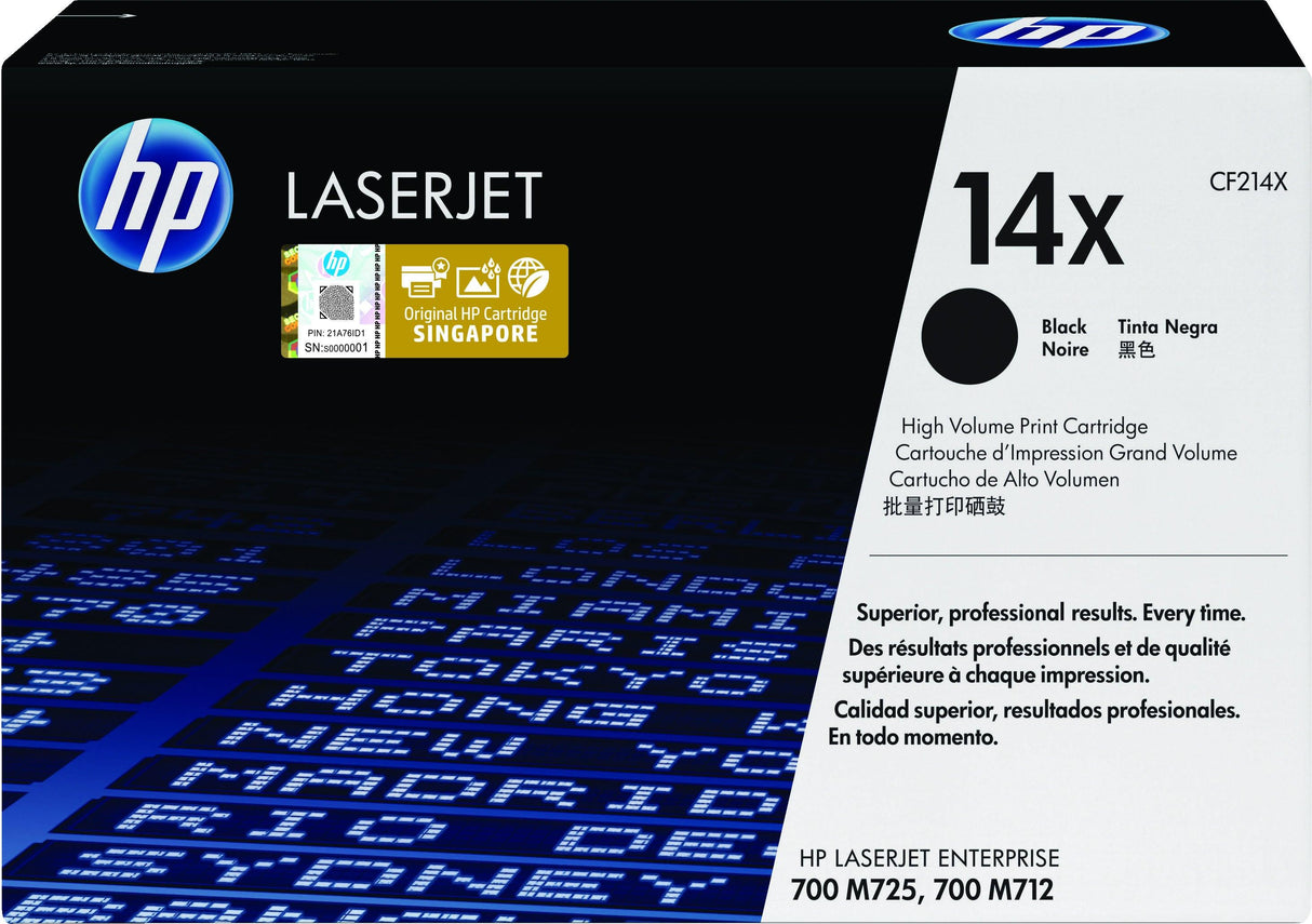 HP 14X High Yield Black Original LaserJet Toner Cartridge (CF214X)