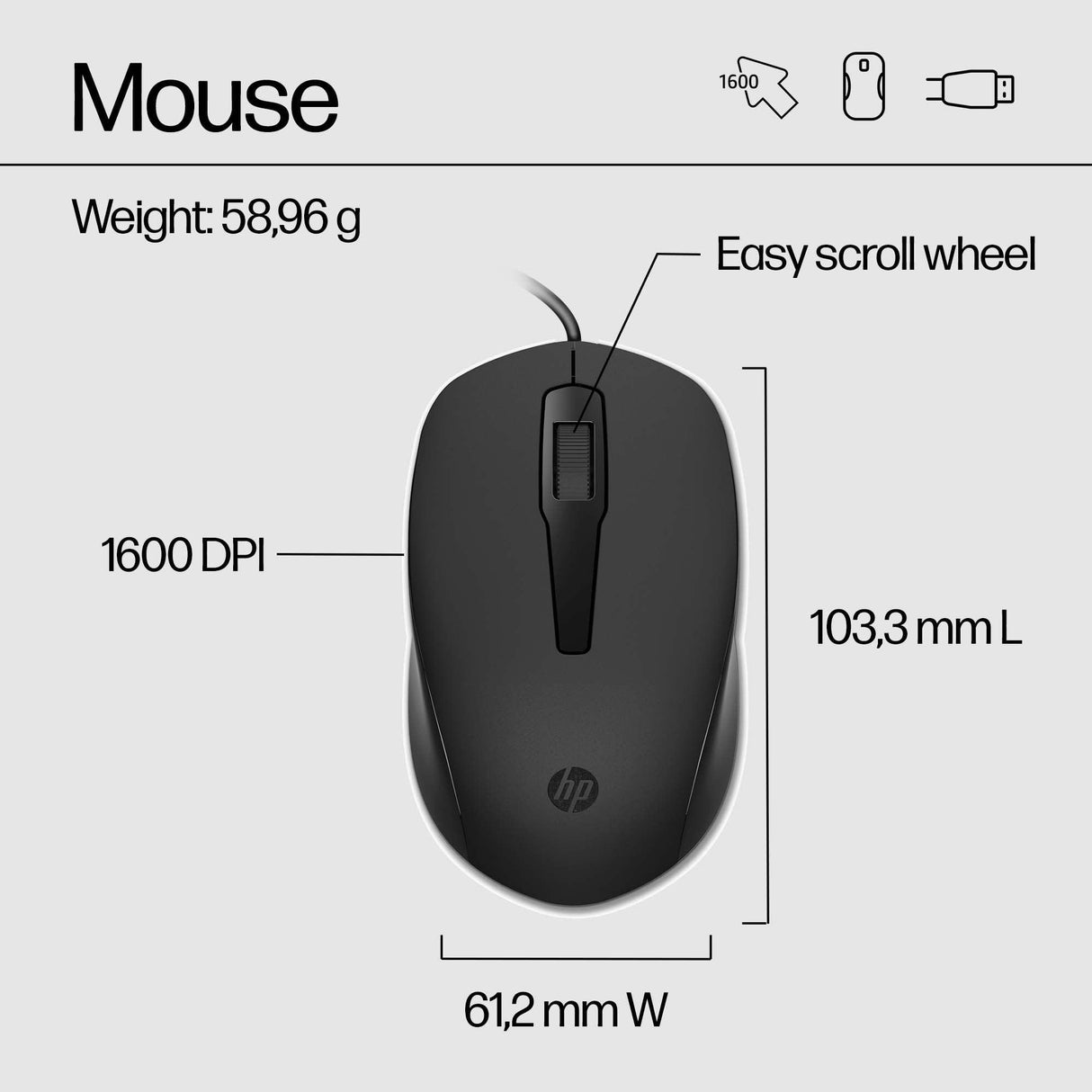 HP 150 Wired Mouse and Keyboard (240J7AA)