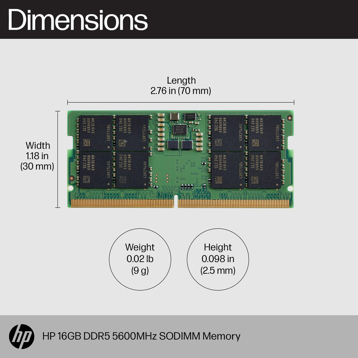 HP 16GB DDR5 5600MHz SODIMM Memory memory module (83P91AA)