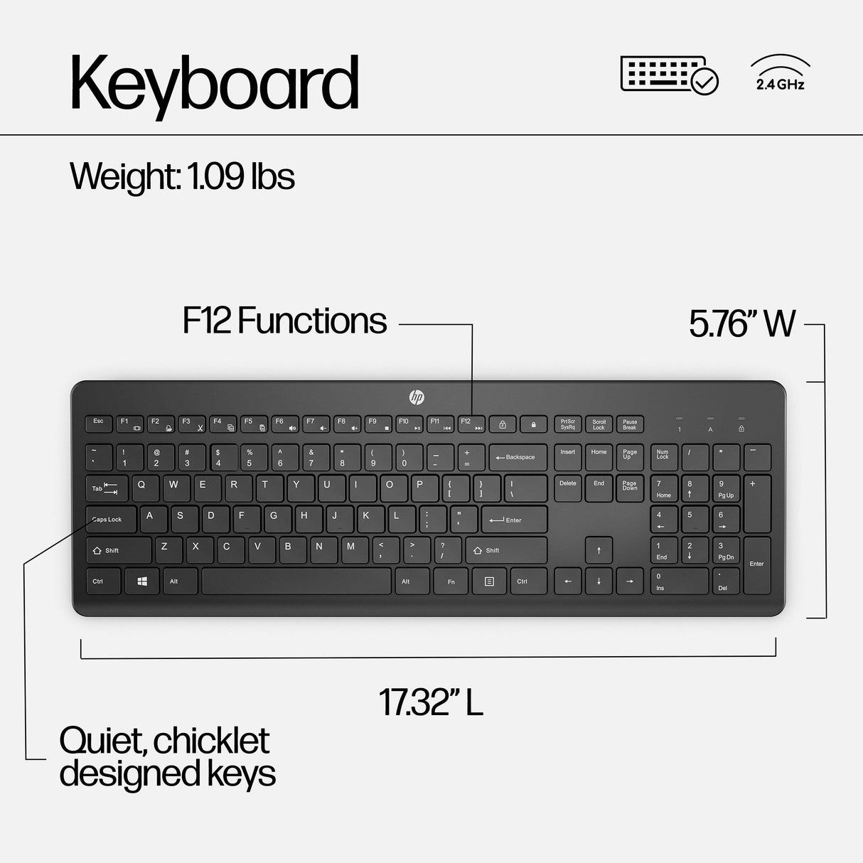 HP 230 Wireless Mouse and Keyboard Combo (18H24AA)