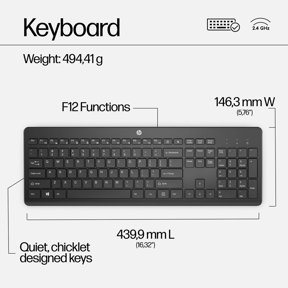 HP 230 Wireless Mouse and Keyboard Combo (18H24AA)