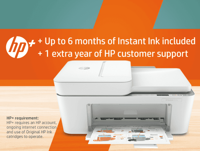 HP 26Q96A DeskJet 4122E All-in-One Inkjet Printer, Print, Copy and Scan