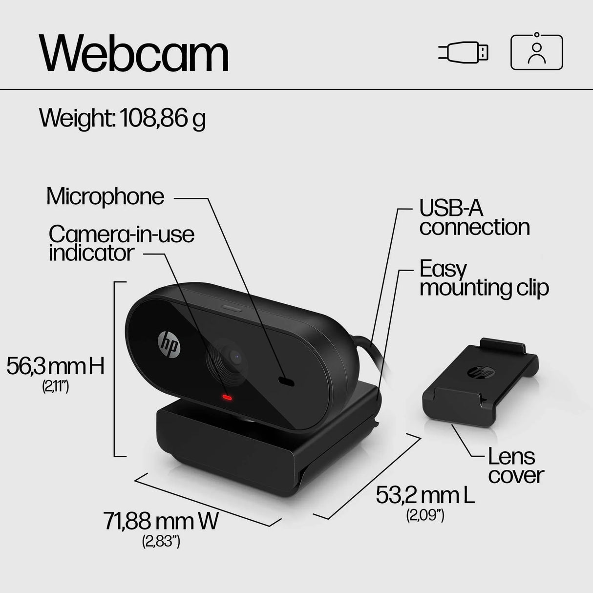 HP 320 – 1080p / 30fps / USB-A – Business Webcam
