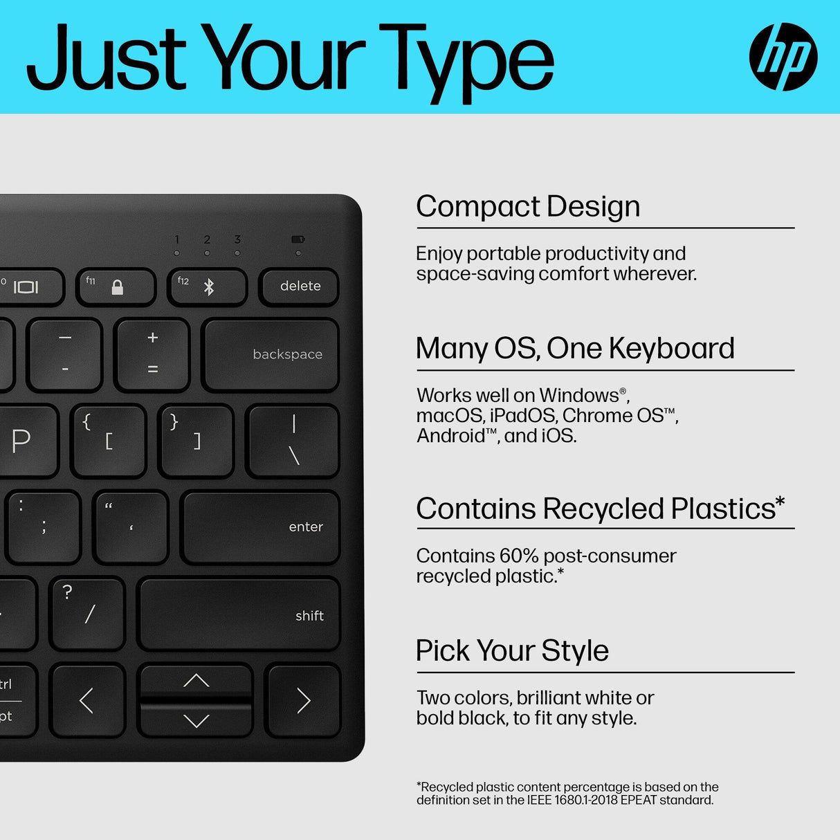 HP 350 Compact Multi-Device Bluetooth Keyboard (692S8AA)