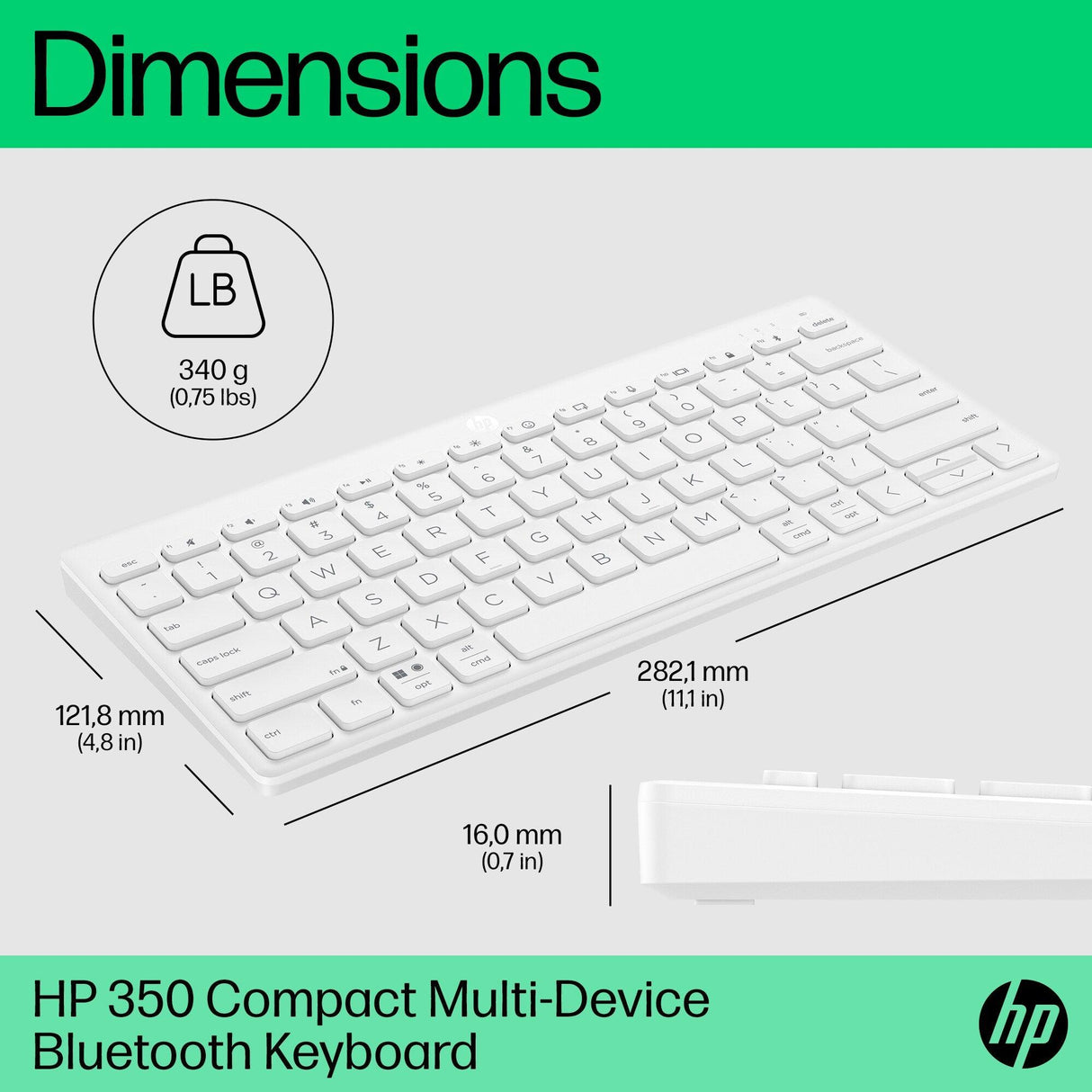 HP 350 Compact Multi-Device Bluetooth Keyboard (692T0AA)