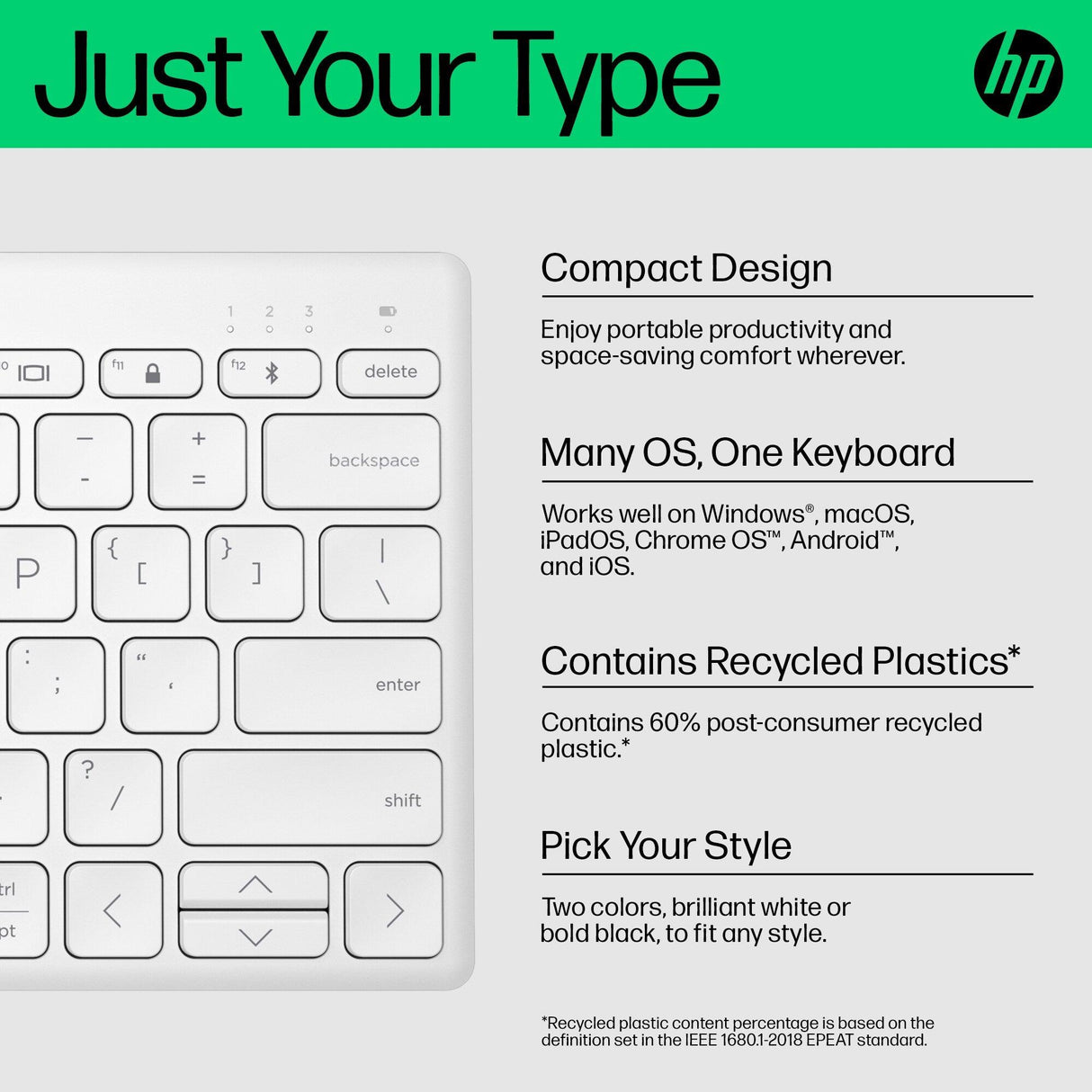 HP 350 Compact Multi-Device Bluetooth Keyboard (692T0AA)