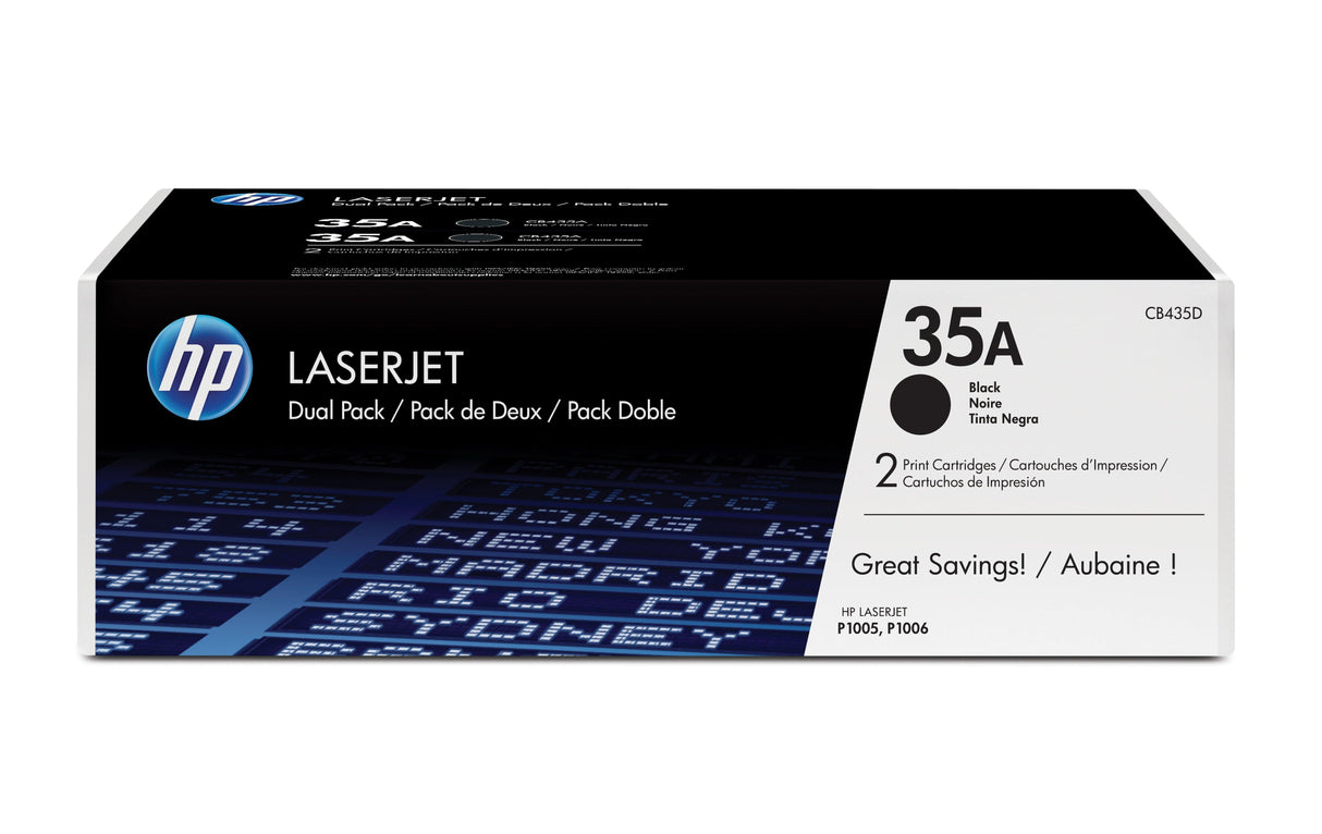 HP 35A 2-pack Black Original LaserJet Toner Cartridges (CB435AD)