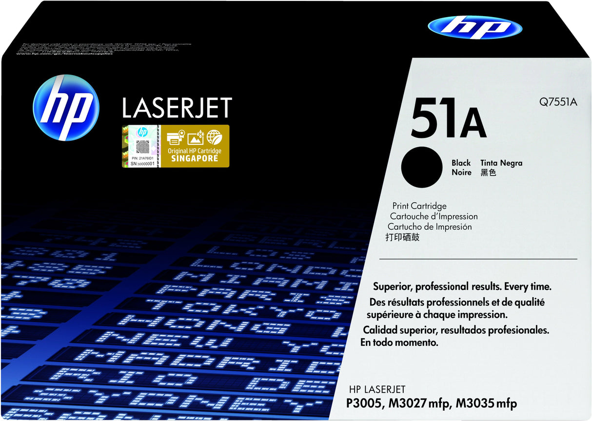 HP 51A Black Original LaserJet Toner Cartridge (Q7551A)