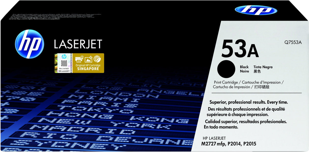 HP 53A Black Original LaserJet Toner Cartridge (Q7553A)