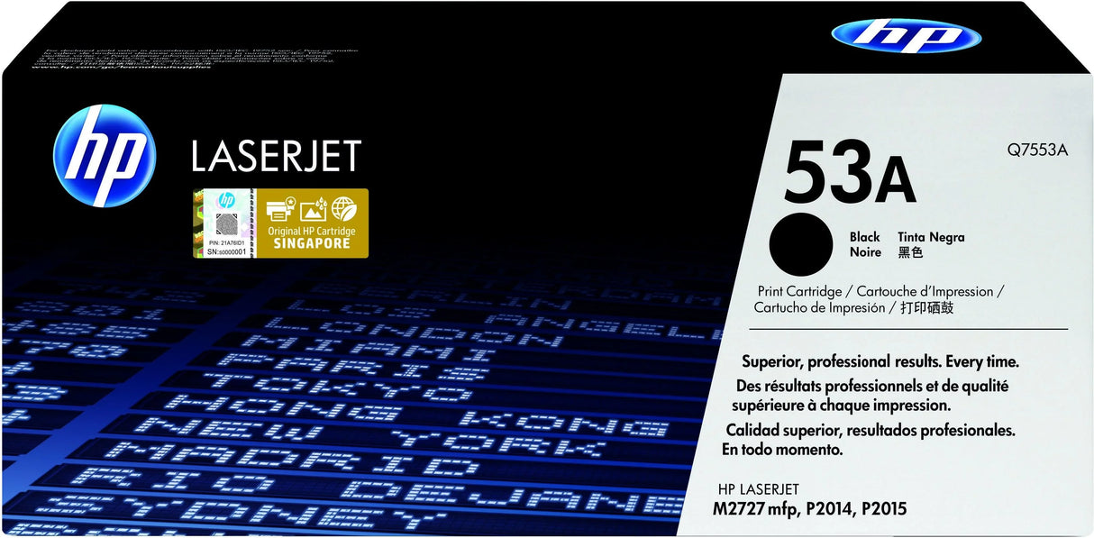 HP 53A Black Original LaserJet Toner Cartridge (Q7553A)