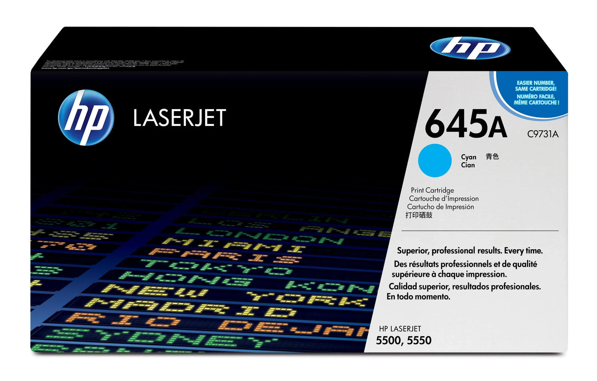 HP 645A Cyan Original LaserJet Toner Cartridge (C9731A)
