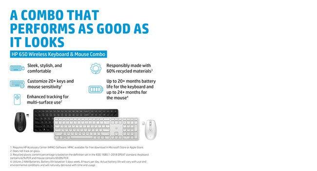 HP 650 Wireless Keyboard and Mouse Combo (4R013AA)