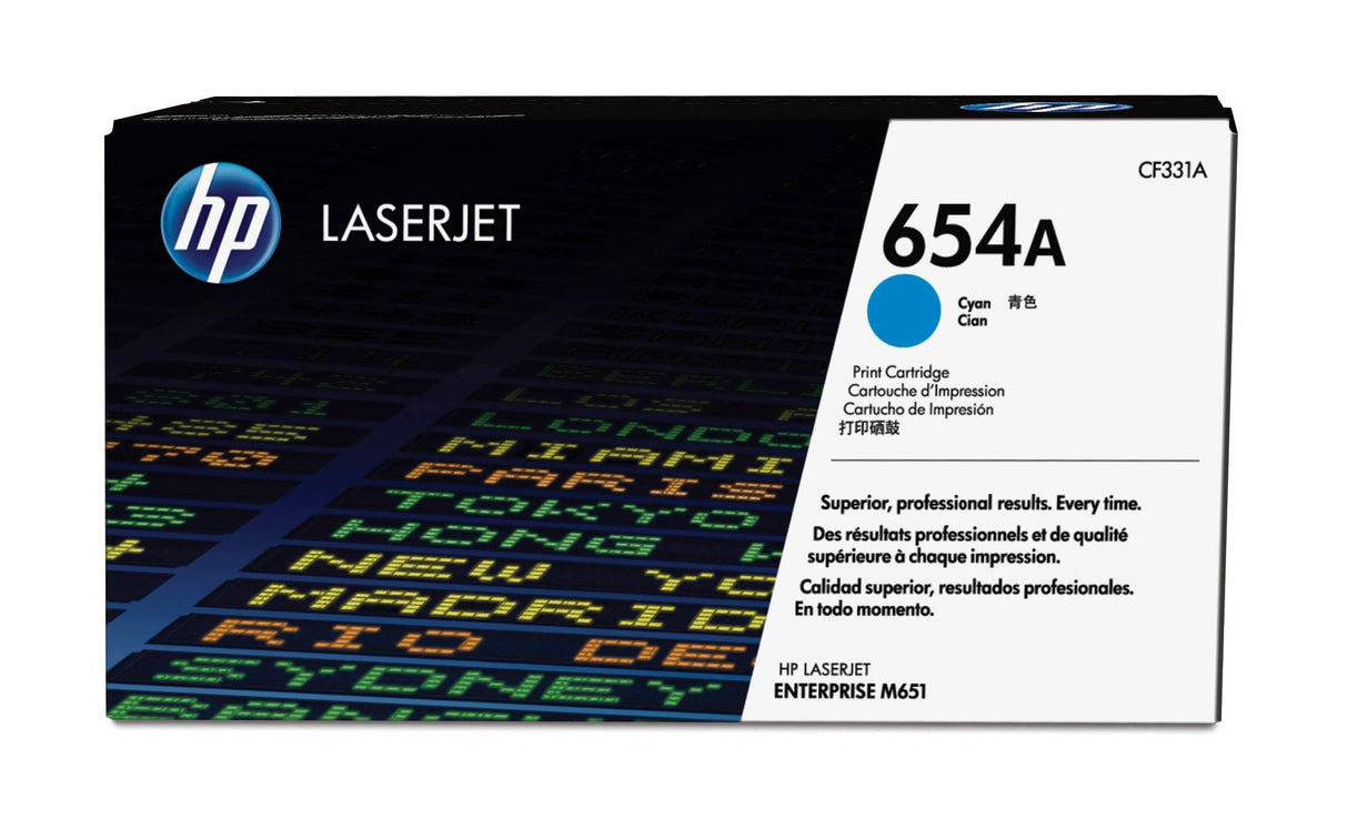 HP 654A Cyan Original LaserJet Toner Cartridge (CF331A)