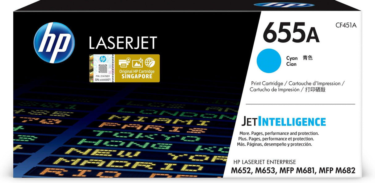 HP 655A Cyan Original LaserJet Toner Cartridge (CF451A)
