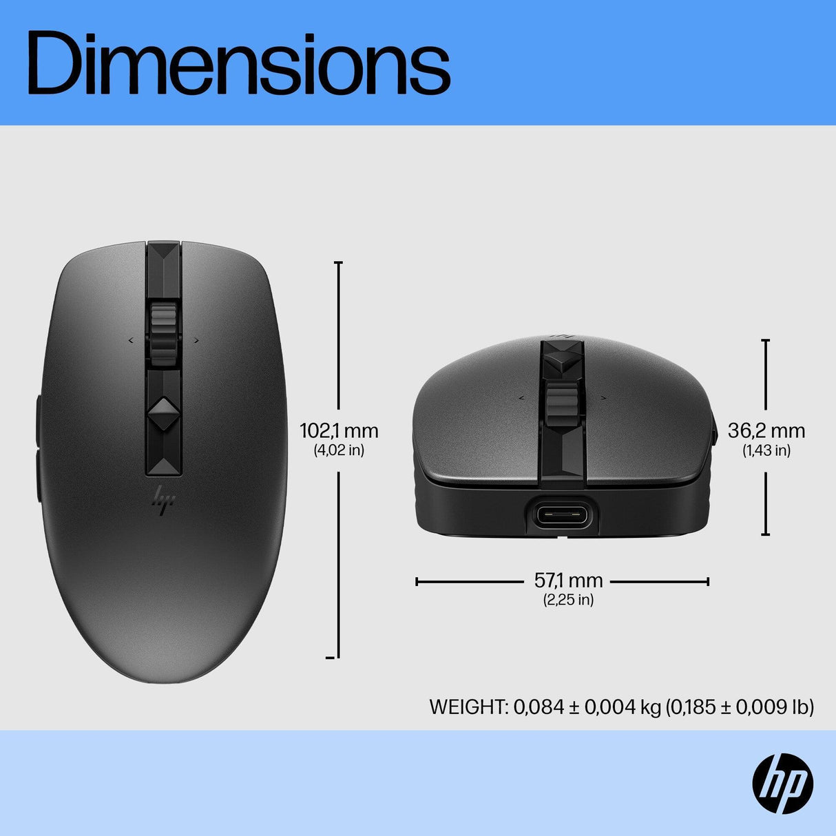HP 710 – Wireless (Bluetooth + 2.4GHz) / 1200 DPI / Silent Click – Office Wireless Mouse