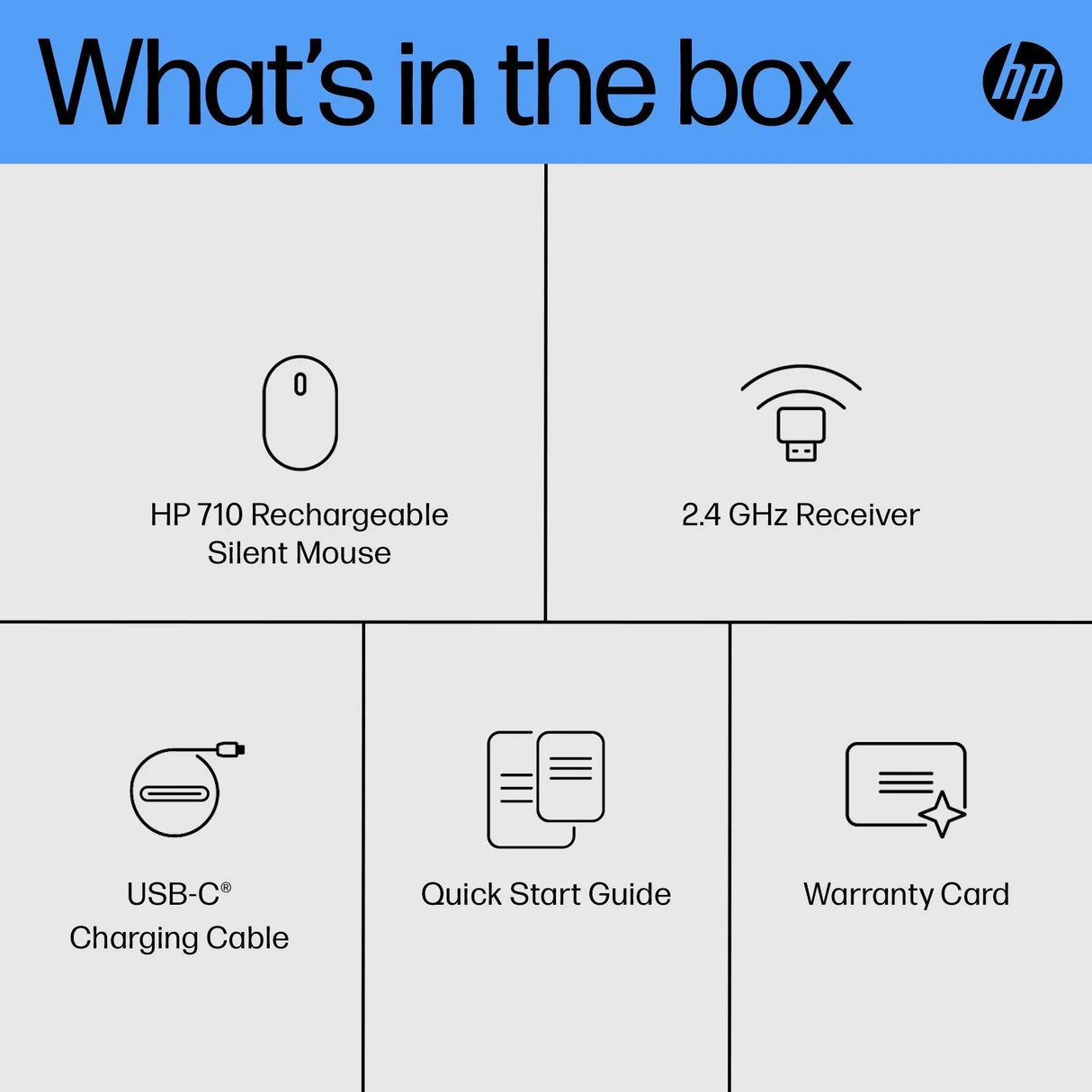 HP 710 – Wireless (Bluetooth + 2.4GHz) / 1200 DPI / Silent Click – Office Wireless Mouse