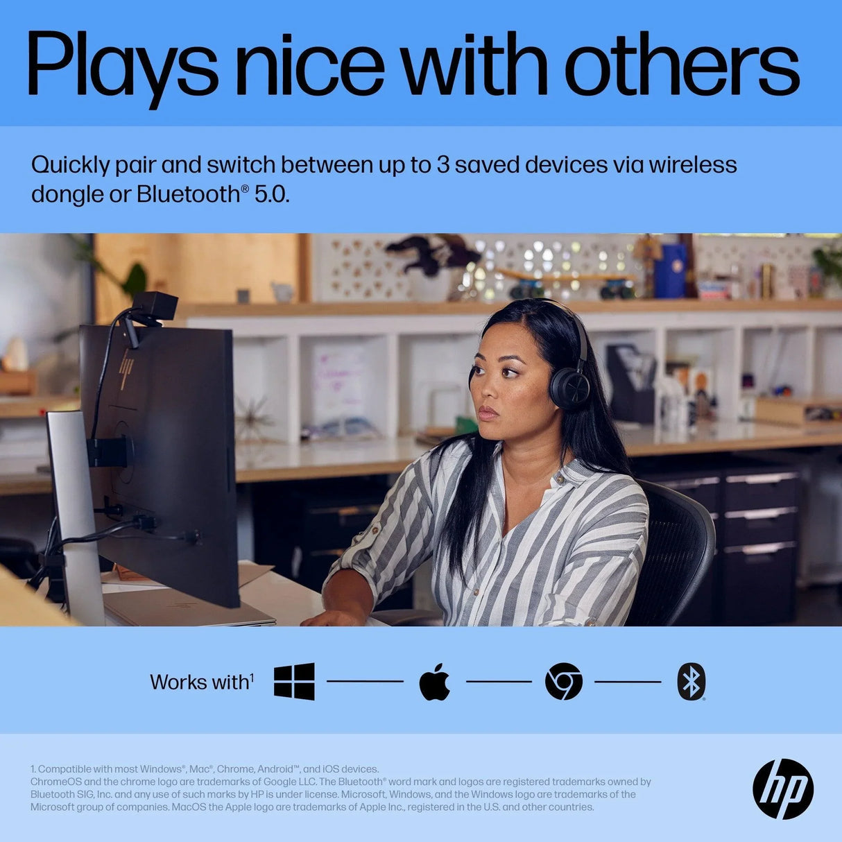 HP 710 – Wireless (Bluetooth + 2.4GHz) / 1200 DPI / Silent Click – Office Wireless Mouse