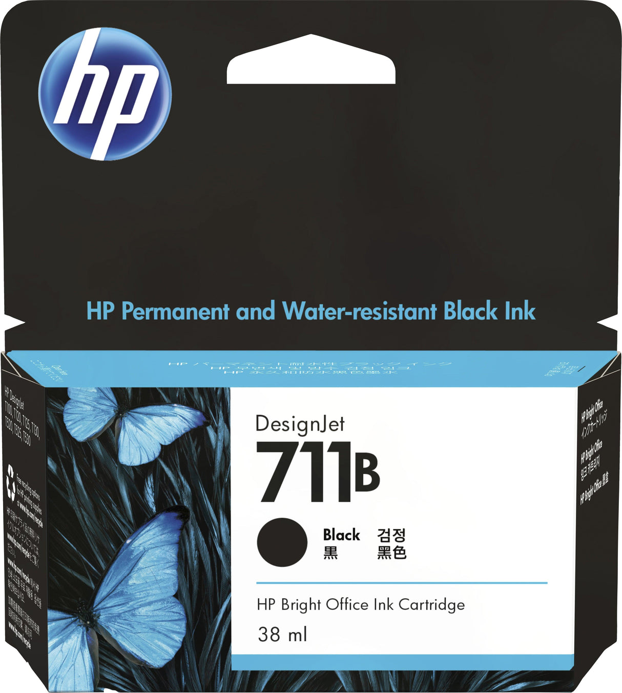 HP 711B 38-ml Black DesignJet Ink Cartridge (3WX00A)