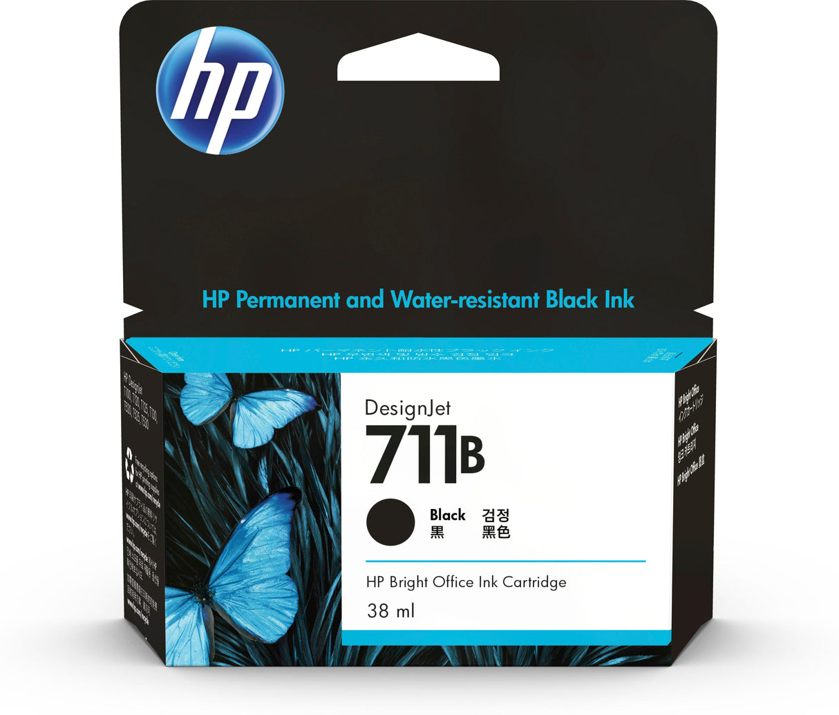 HP 711B 38-ml Black DesignJet Ink Cartridge (3WX00A)