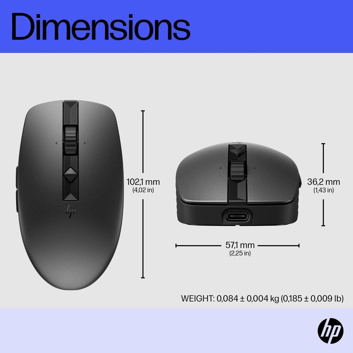 HP 715 Rechargeable Multi-Device Mouse (6E6F0AA)