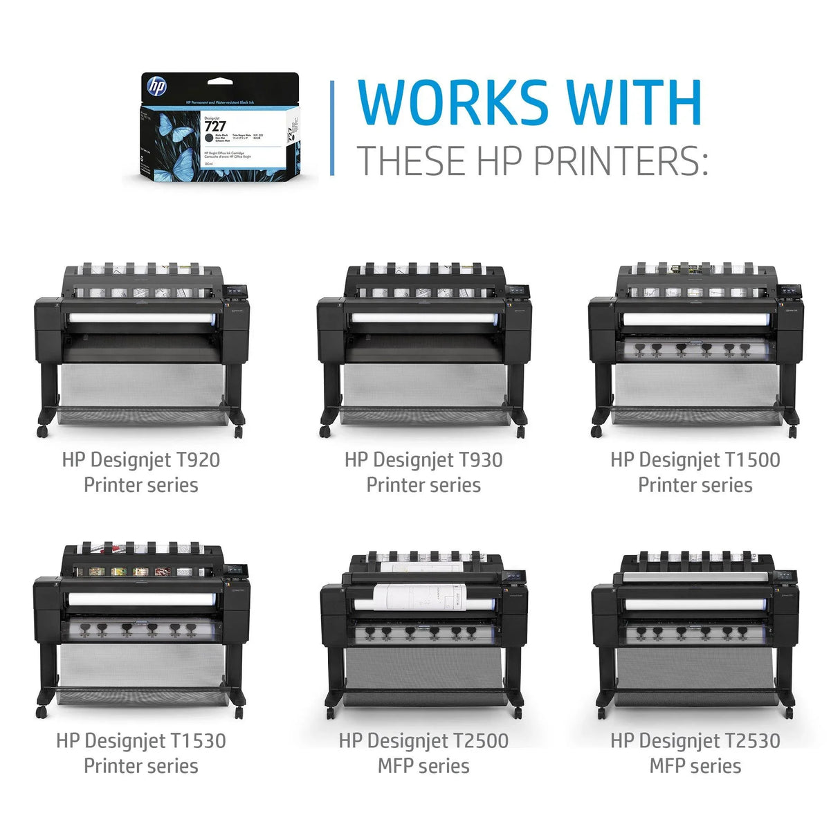 HP 727B 130-ml Matte Black DesignJet Ink Cartridge (3WX13A)