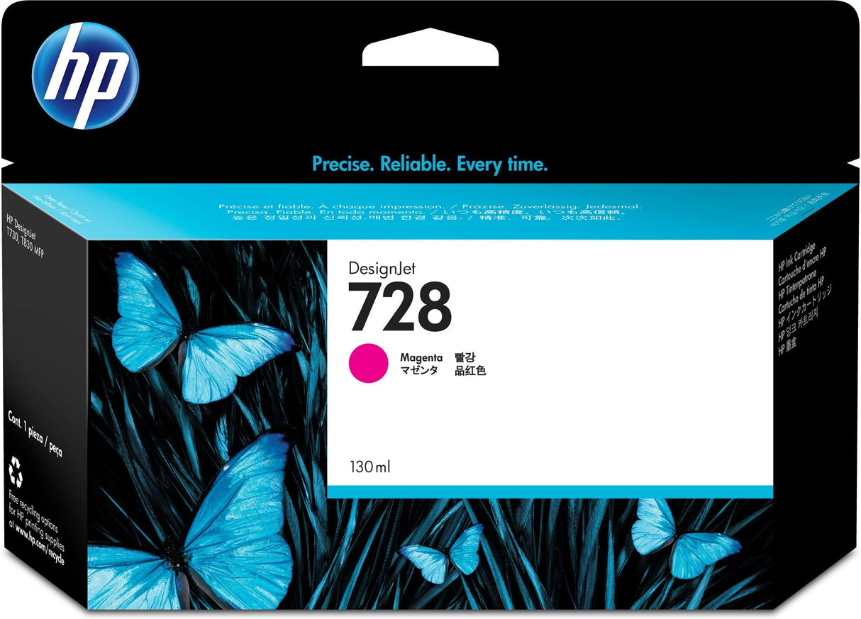 HP 728 130-ml Magenta DesignJet Ink Cartridge (F9J66A)