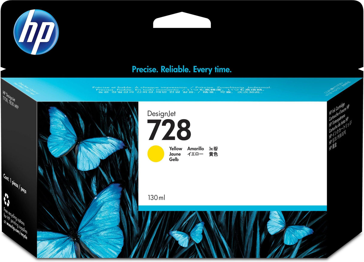 HP 728 130-ml Yellow DesignJet Ink Cartridge (F9J65A)