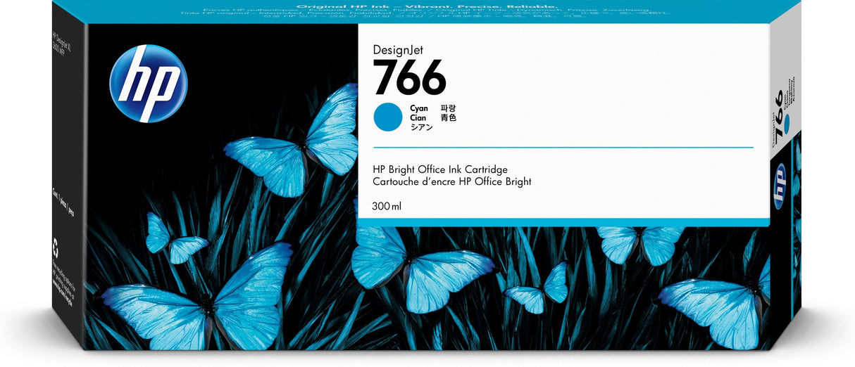 HP 766 300-ml Cyan DesignJet Ink Cartridge (P2V89A)