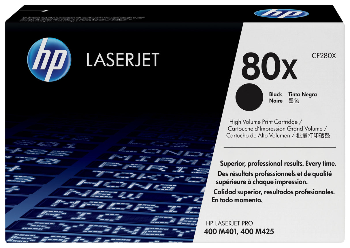 HP 80X High Yield Black Original LaserJet Toner Cartridge (CF280X)