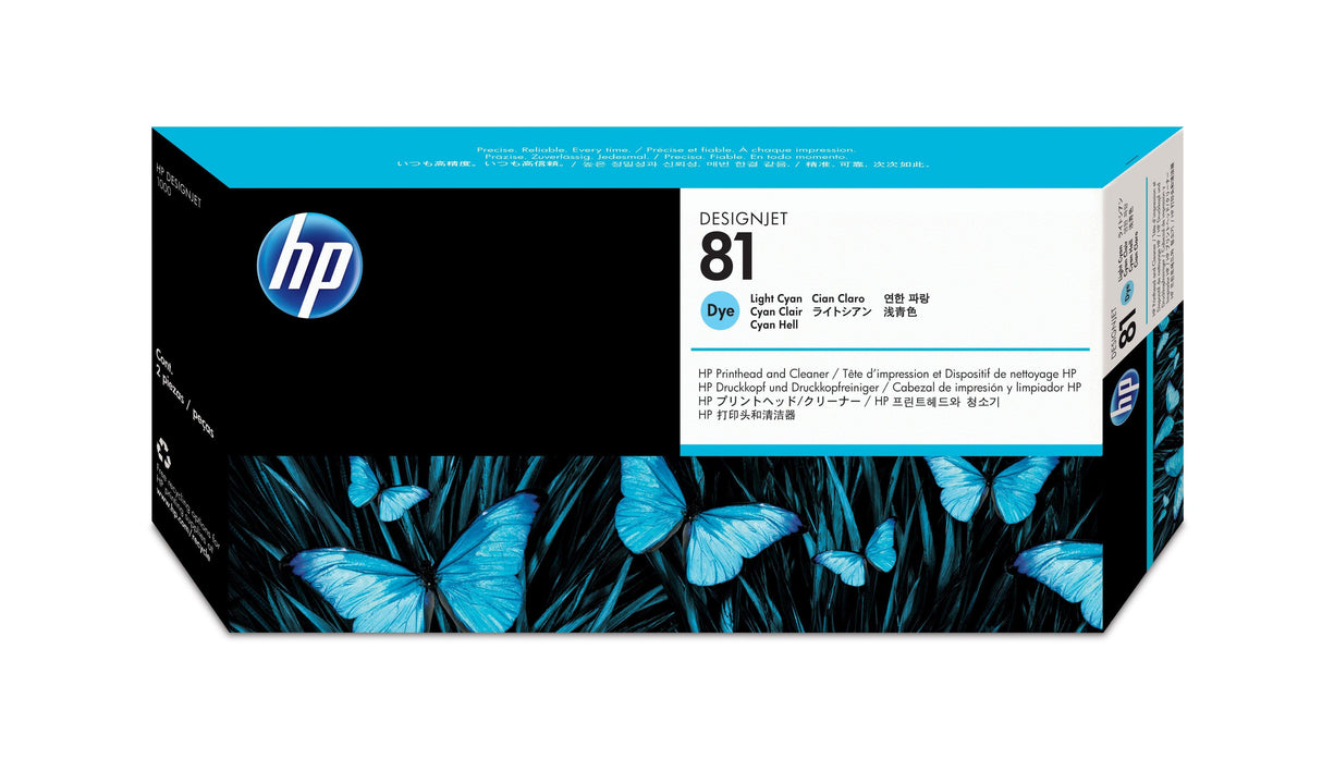 HP 81 Light Cyan DesignJet Dye Printhead and Printhead Cleaner (C4954A)