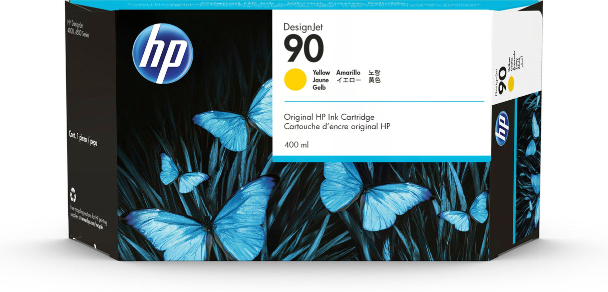 HP 90 400-ml Yellow DesignJet Ink Cartridge (C5065A)