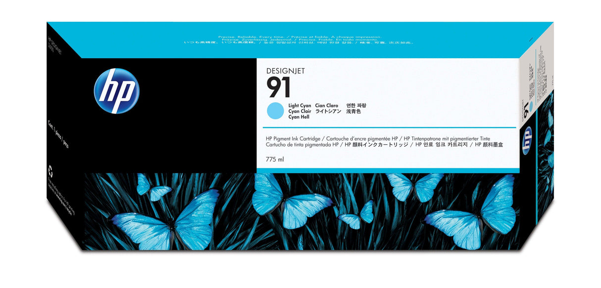 HP 91 775-ml Light Cyan DesignJet Pigment Ink Cartridge (C9470A)