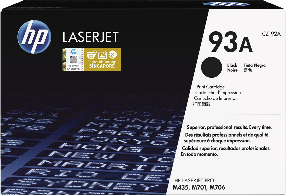 HP 93A Black Original LaserJet Toner Cartridge (CZ192A)