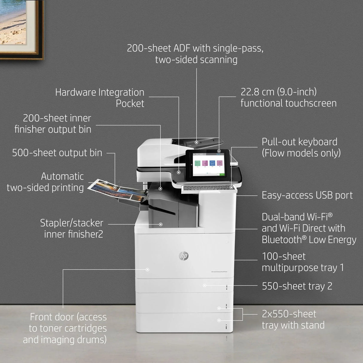 HP COLOR LASERJET ENTERPRISE FLOW MFP M776ZS – Print / Scan / Copy / Fax / Laser / Colour – High Speed Duplex MFP
