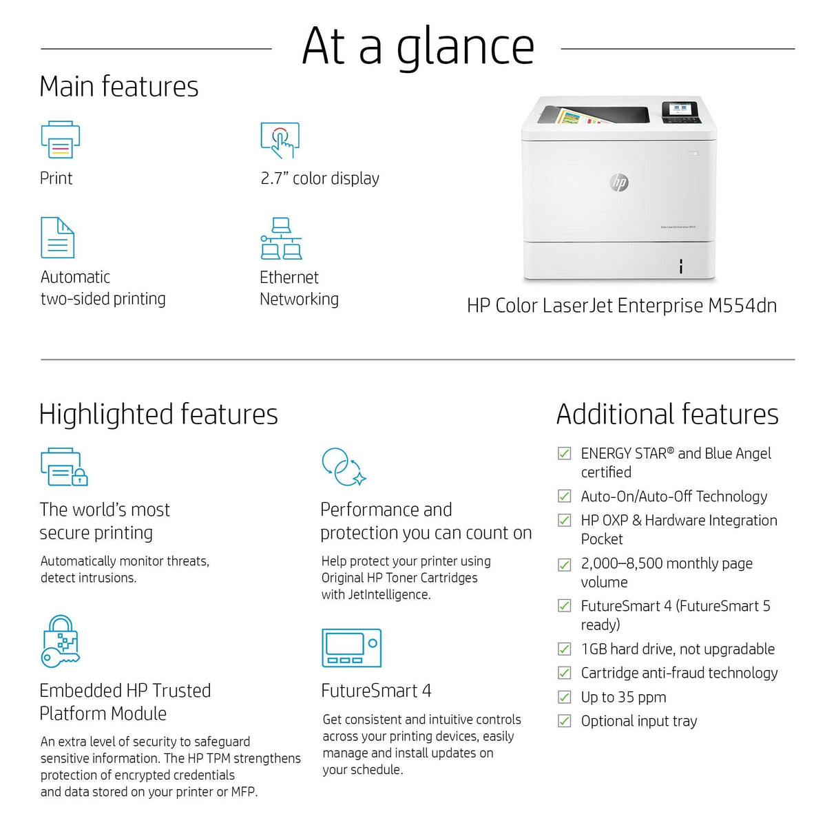 HP Color LaserJet Enterprise M554dn Printer