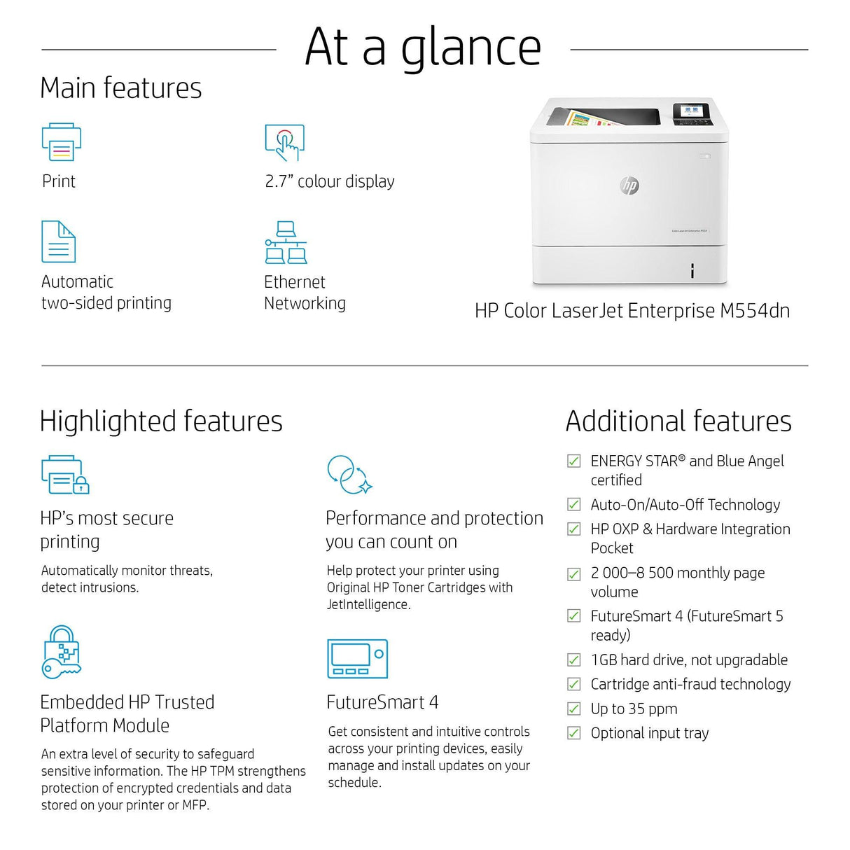 HP Color LaserJet Enterprise M554dn Printer