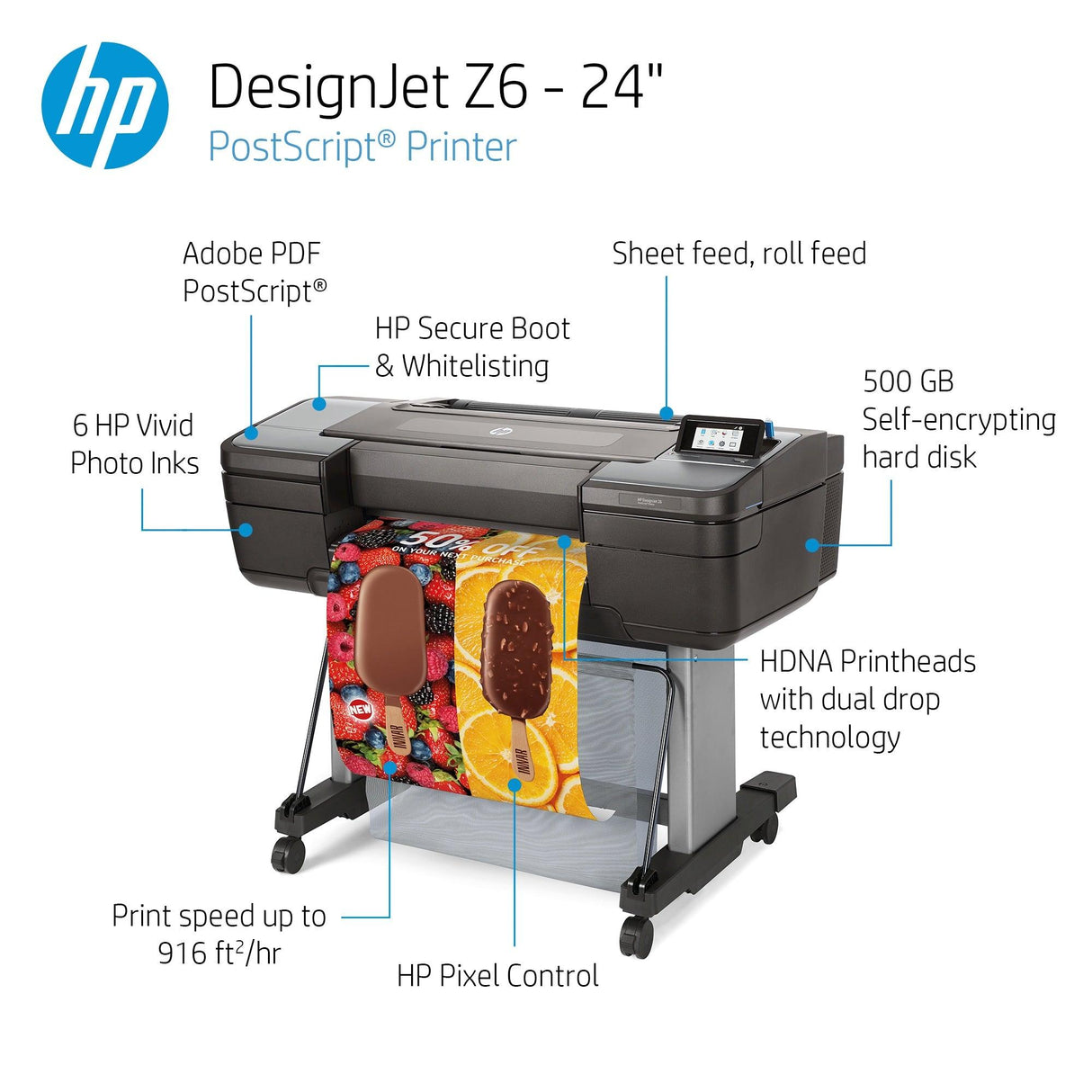 HP DesignJet Z6 24-in PostScript Printer