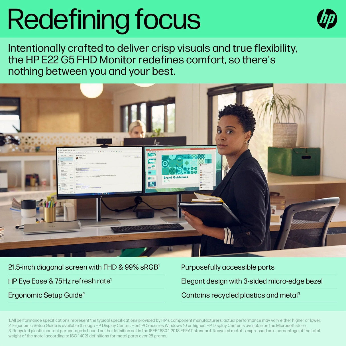 HP E22 Monitor – 21.5" / Full HD / IPS / 60Hz – Business Monitor